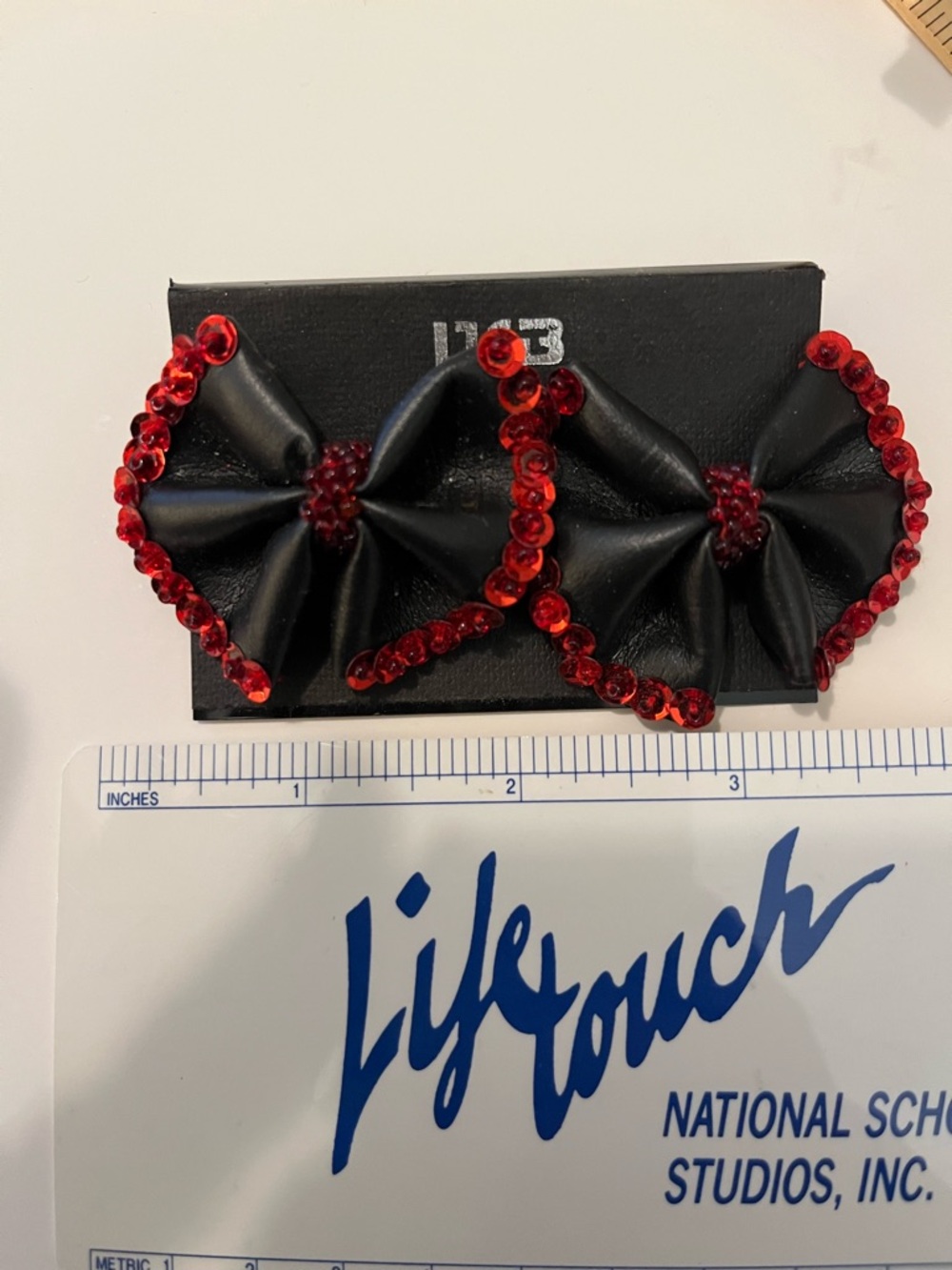 Beaded Red & Black Floral Clip-On Earrings